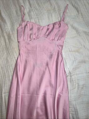 Lulus Light Pink Satin Maxi backless Dress